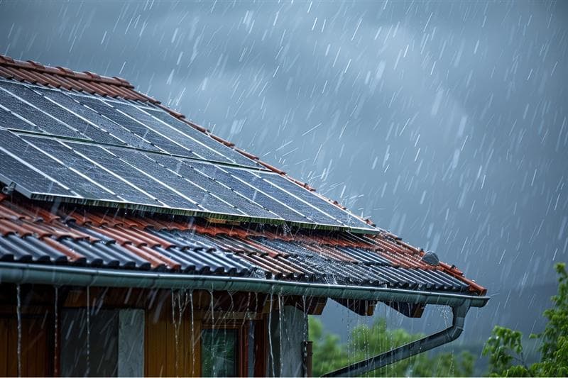 Solar panels during rains.