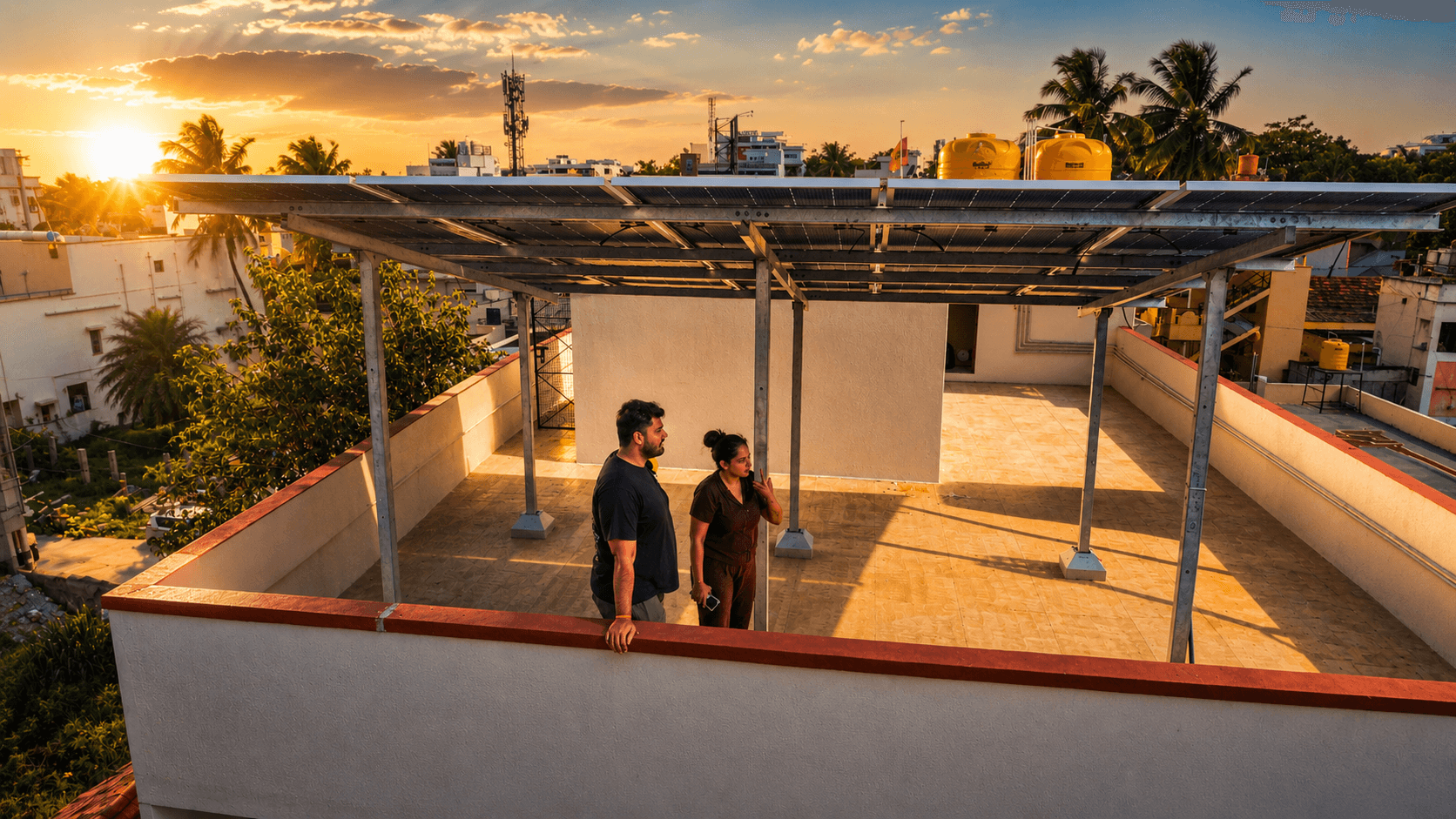 Rooftop solar panel installation in Bangalore